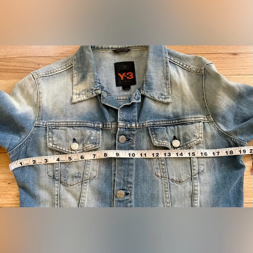 Y-3 by adidas W’s Distressed Denim Jacket Size L Yohji Yamamoto - Picture 7 of 8